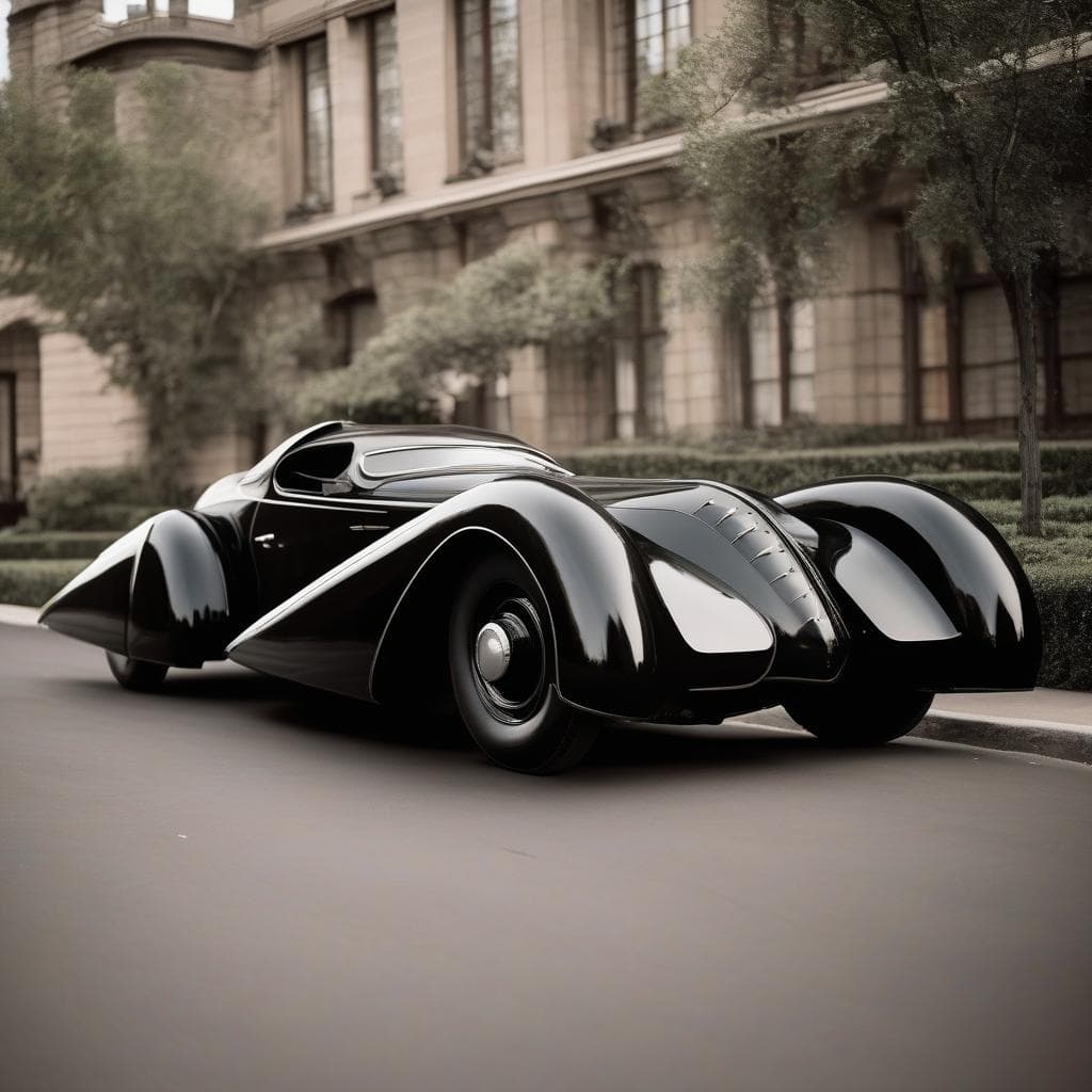 AI generated: A badass 1935 car, style of streamline moderne, Phantom corsair