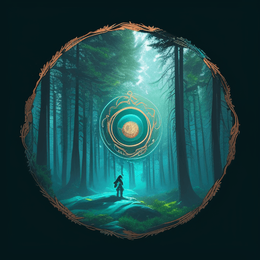 AI generated: a large circle of a person above a tree in an image, in the style of vibrant fantasy landscapes, tea...