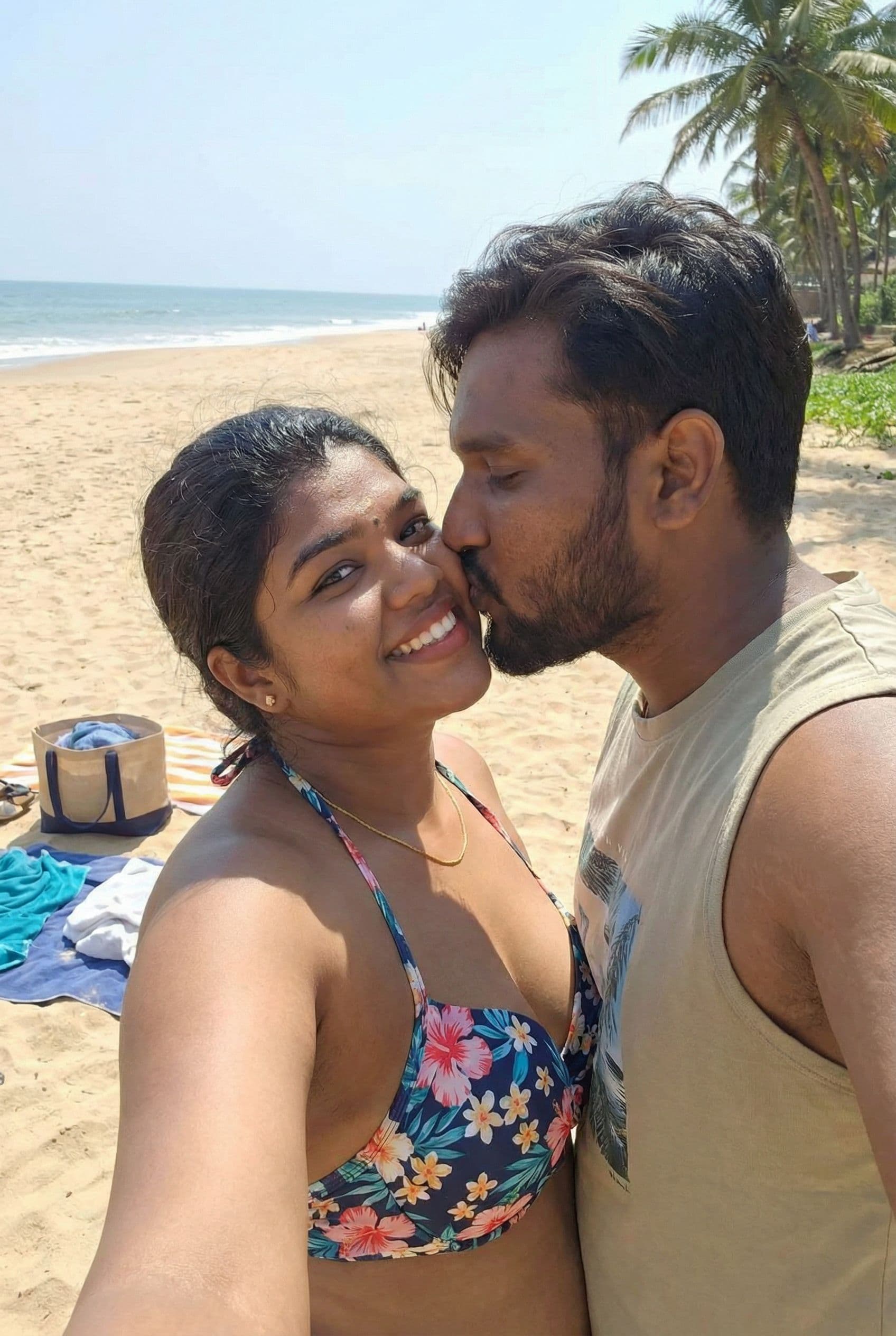 AI generated: Kissing, beach, bikini, big boobs, big ass