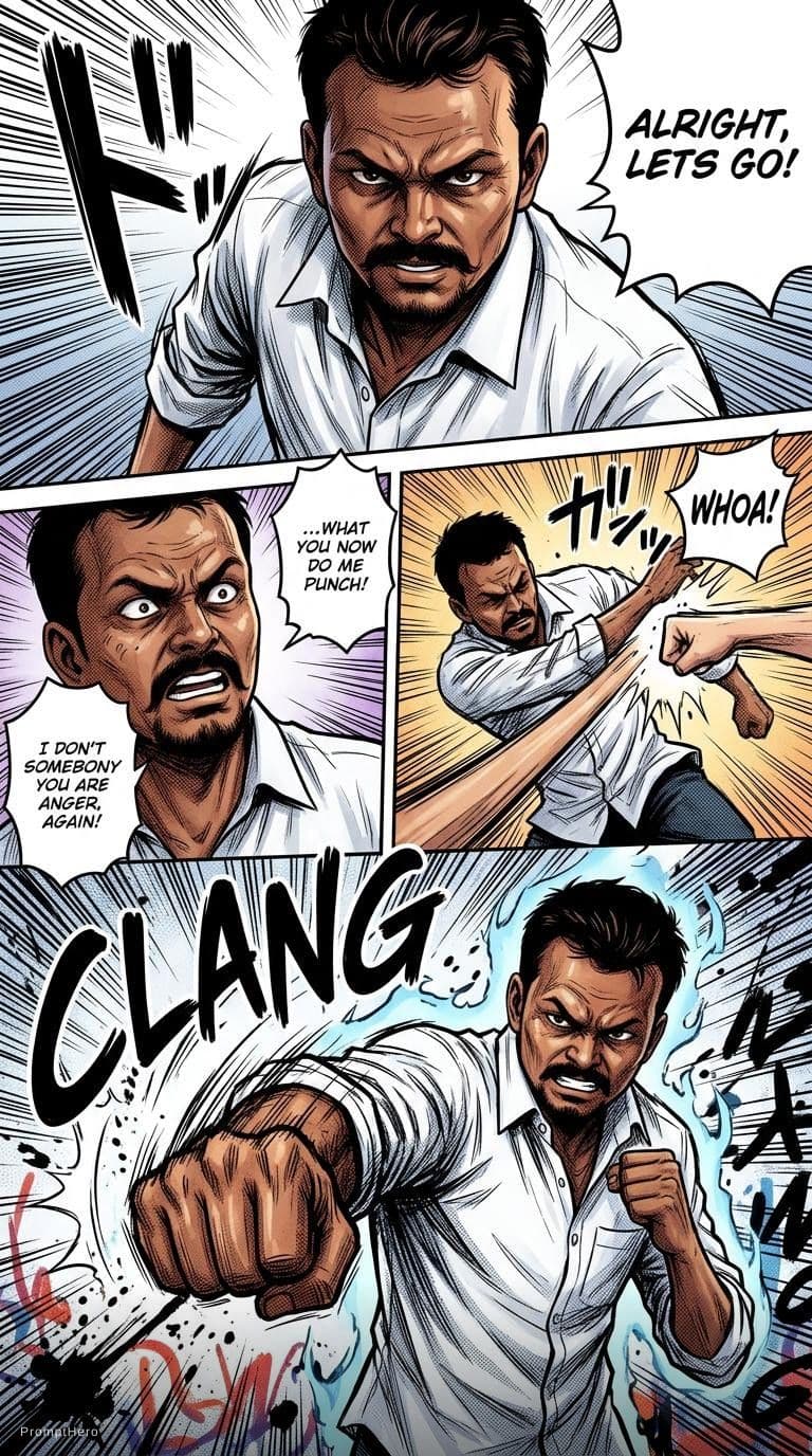 AI generated: Create a full-page colored manga illustration based on the person in the reference photo. Use authen...
