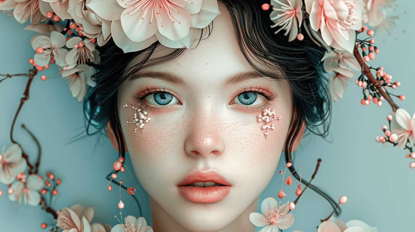 AI generated: thereal ink sketch of young Japanese maiden::5 Flowing kimono with floral patterns, wistful gaze::4 ...