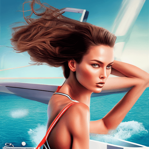 AI generated: Hyper realistic picture of Supermodel on sport illustrator cover page. 8K Photo. Sign on the top of ...