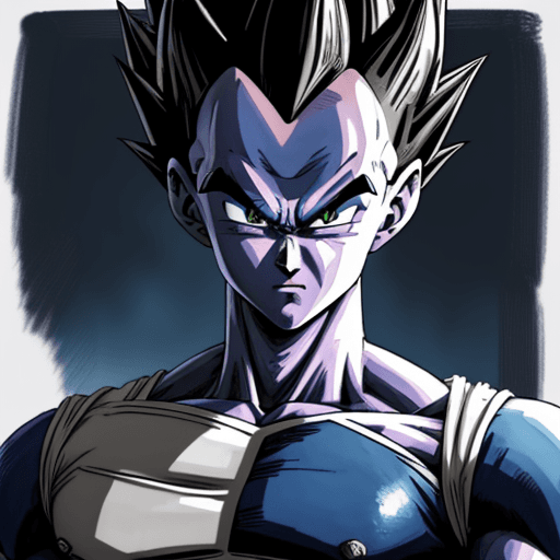 AI generated: dragon ball z, vegeta blue, in the style of dark blue and white, handsome, hyperrealistic fantasy, s...