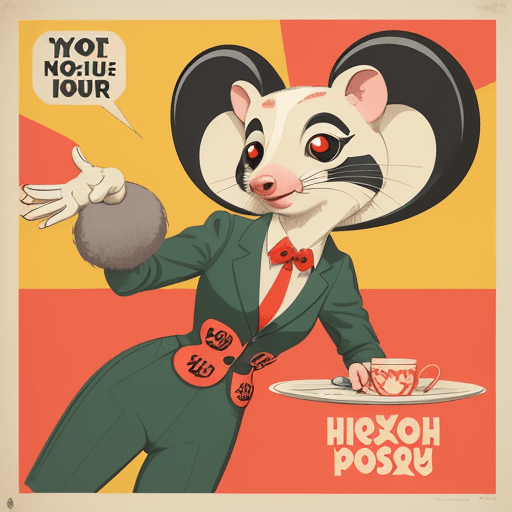 AI generated: In a playful, vintage-inspired design, create a humorous propaganda poster featuring a whimsical opo...