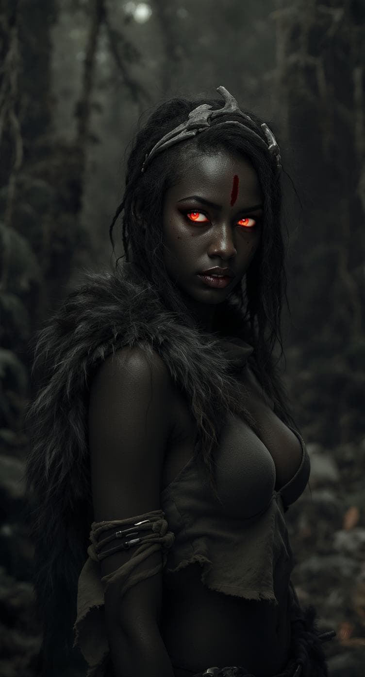 AI generated: A young warrior in a treacherous forrest. A dark fantasy style image with elements of grunge and a s...