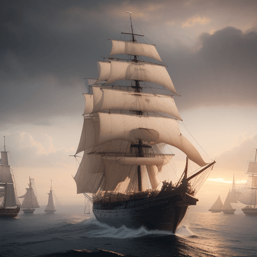 AI generated: Photo of a ultra realistic sailing ship, dramatic light, pale sunrise, cinematic lighting, battered,...