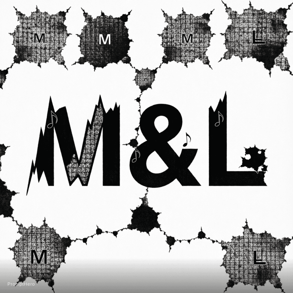 AI generated: create a pattern the text "M&L" in black on white. The pattern should fit exactly into itself on eve...