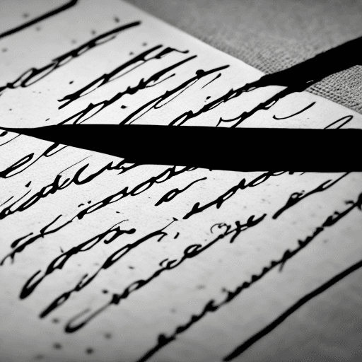 AI generated: A flimsy old hand-written note, cursive writing, fold lines. Fuzzy black and white photograph, vecto...
