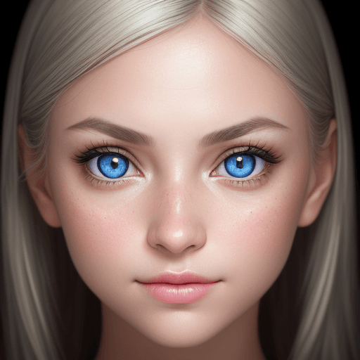 AI generated: Portrait Photography, A highly detailed close-up of a content woman looking left, with prominent, br...