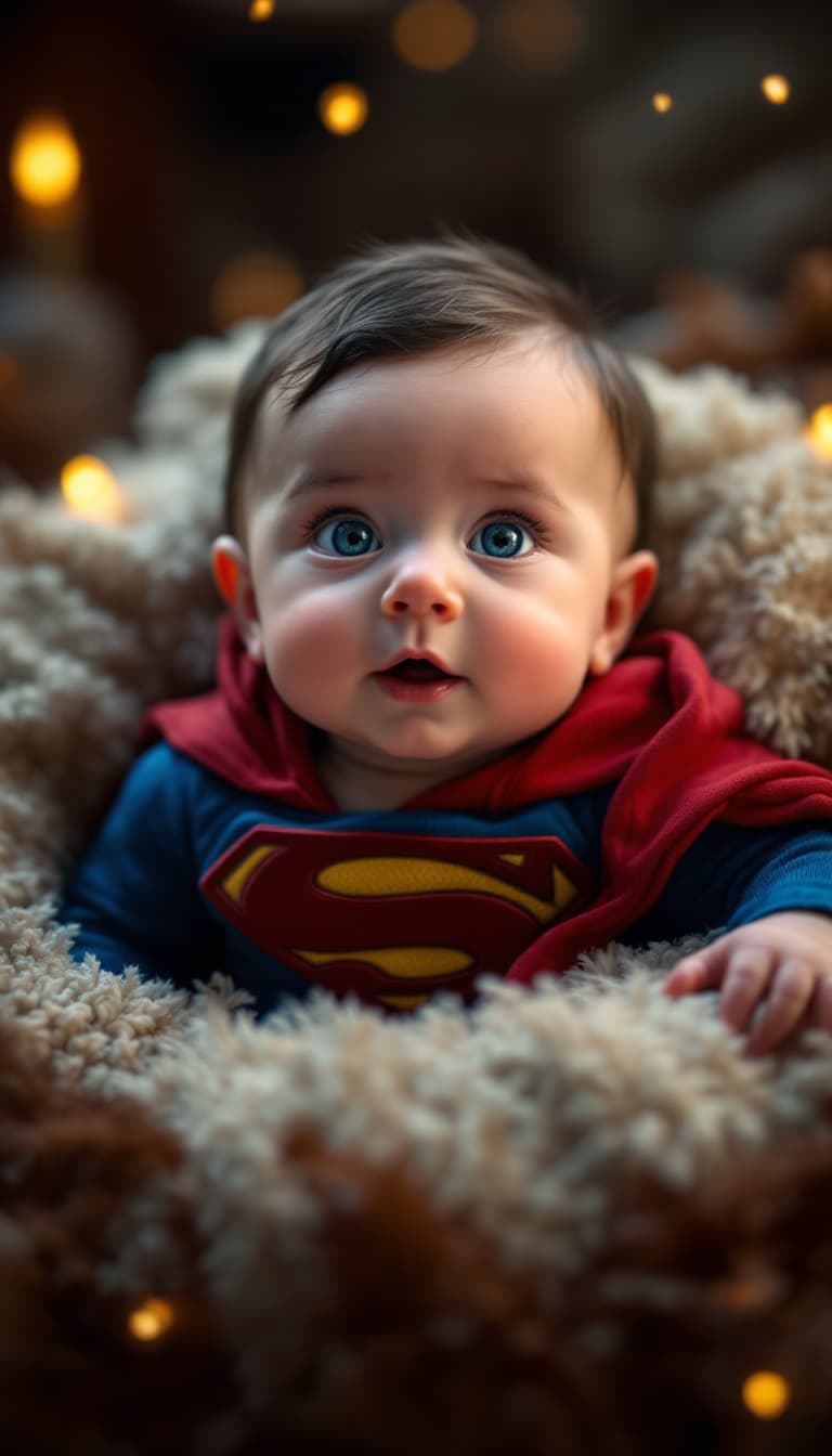AI generated: baby superman, realistic, cinematic