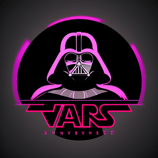 AI generated: tshirt logo design vector, darth vader synthwave, vivid colors, detailed 