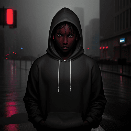 AI generated: masterpiece, boy dark skin, alone, solo, incredibly absurd, hoodie, headphones, street, outdoor, rai...