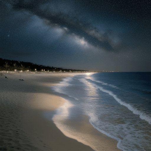 AI generated: beach, starry night sky