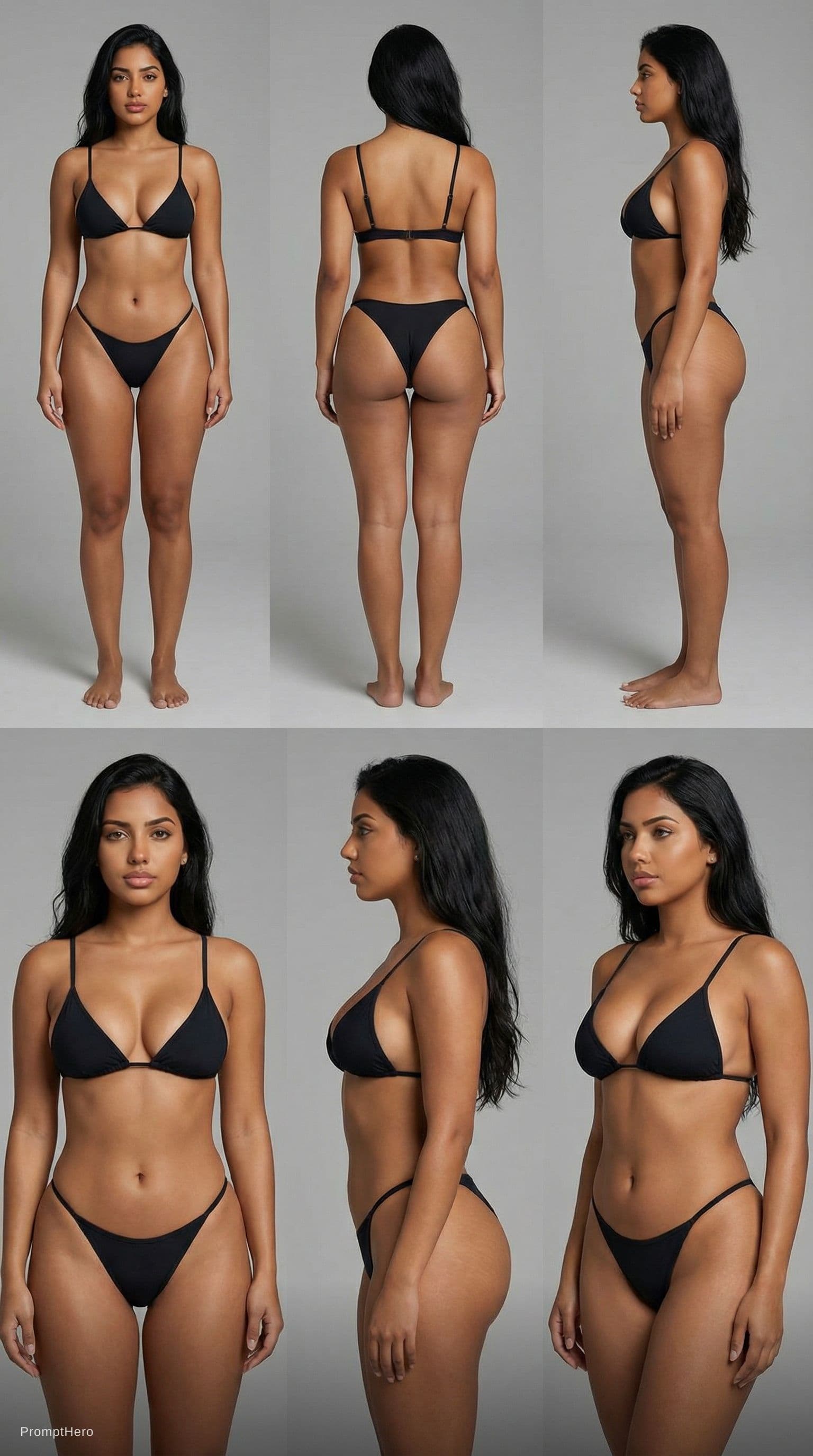 AI generated: Skin must be clean and flawless: no tattoos, no scars, no marks, no blemishes.
Wearing a minimal bik...