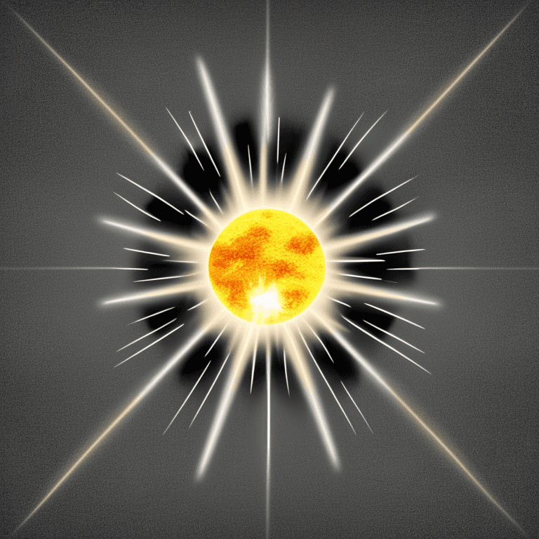 AI generated: realistic sun as a white fireball on a black background