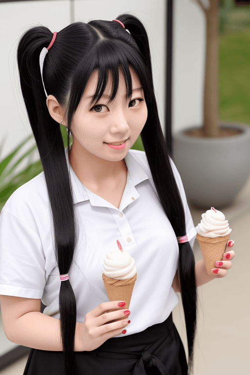 AI generated: [lifestyle photoraphy] photo of a japanese woman 21 years old (varied twintail hairstyles (black, th...