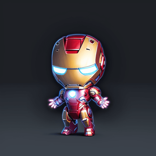 AI generated: cute tiny white hyperrealistic Iron Man with Iron, adorable and fluffy, logo design, cartoon, cinema...