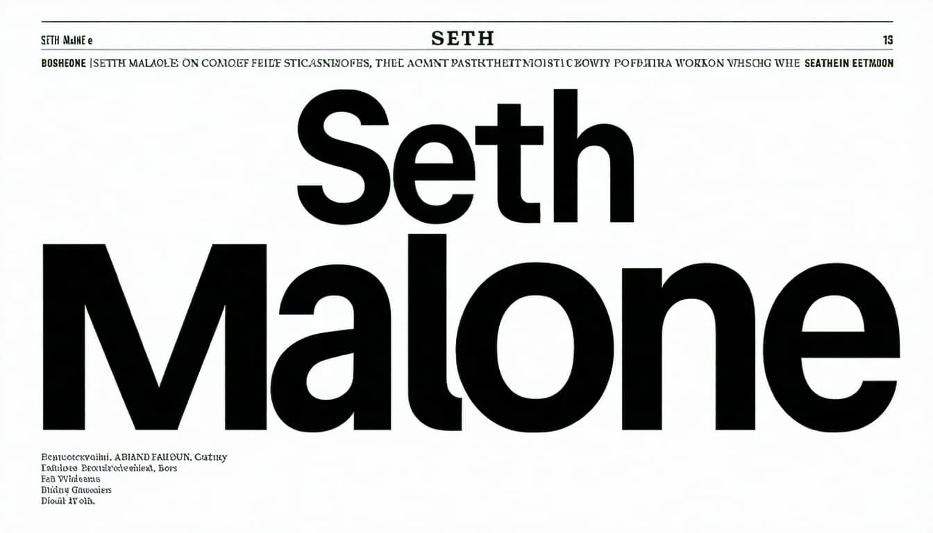 AI generated: The text “Seth Malone” designed as a bold, iconic magazine cover masthead. 