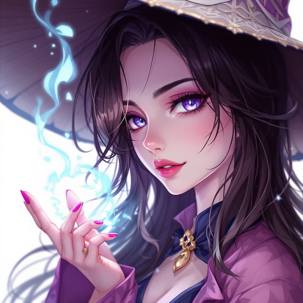 AI generated: Mood sweet, Digital art Anime/mangá
 art style of 1 beauty sorcerer female, the character should dra...