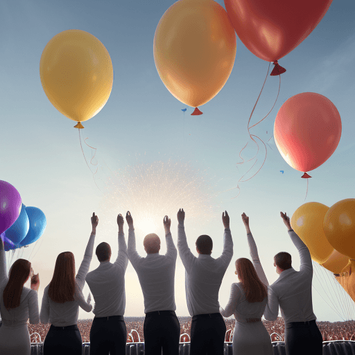 AI generated: Make a high-definition image showing the employees of a company celebrating an event, highlighting t...