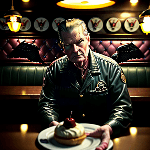 AI generated: ((Bob from the Black Lodge intwin peaks is crawling over a booth at the double R diner in twin peaks...