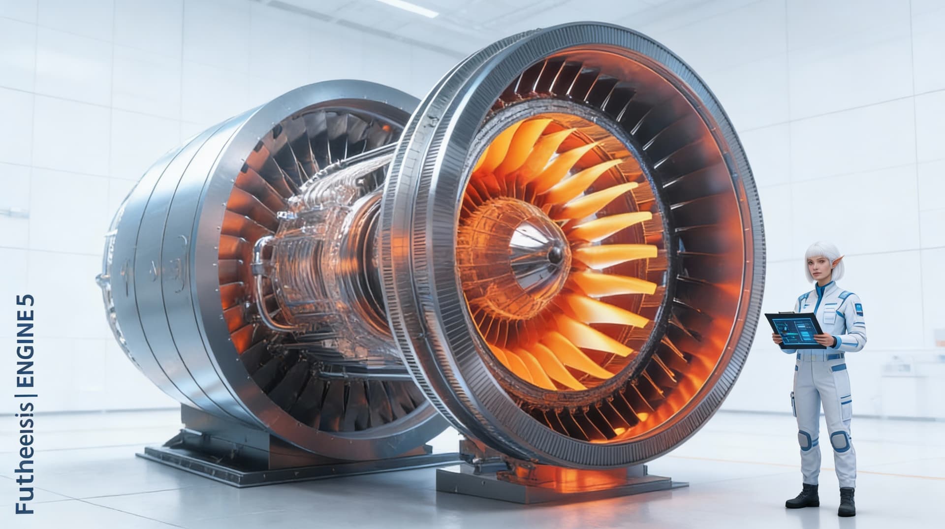 AI generated: Use the Reference Image to reimagine the View of the Futhesis ENGINE Design for any space vessel. Sh...