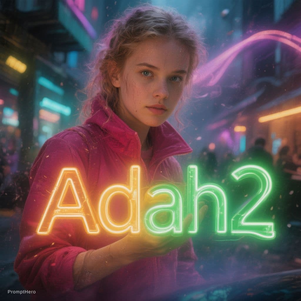 AI generated: Put the word Adah #2081 with red, blue, green, yellow and green in the background