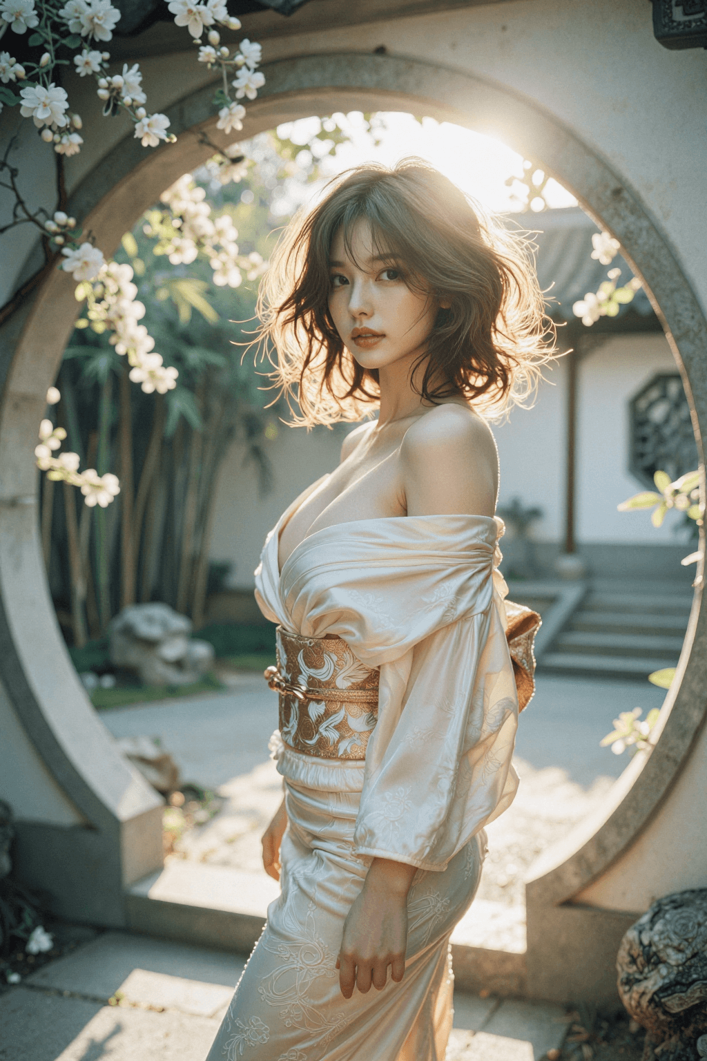 AI generated: The Stone Moon-Gate (Pensive & Side-Profile)
a. Shooting Angle & Pose: medium-close shot. The charac...
