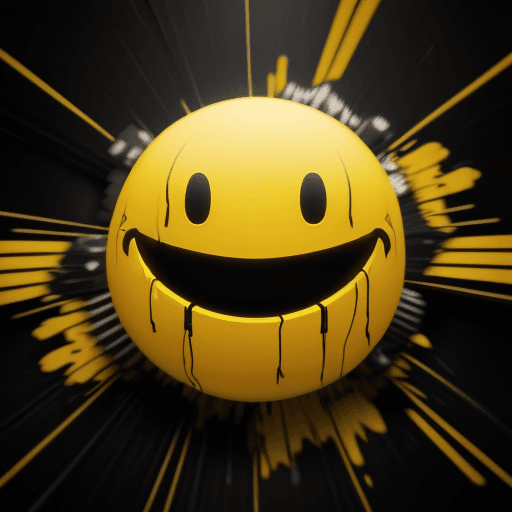 AI generated: make a smiley with bold gold outlines, without a background , smiley is in graffiti style comic styl...