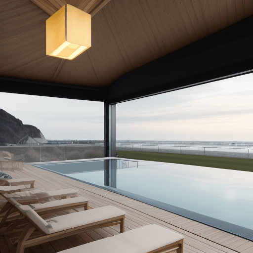 AI generated: ein prächtiges modernes Strandhaus mit einem schlichten, modernen Design, Pool und Strände::3 futuri...