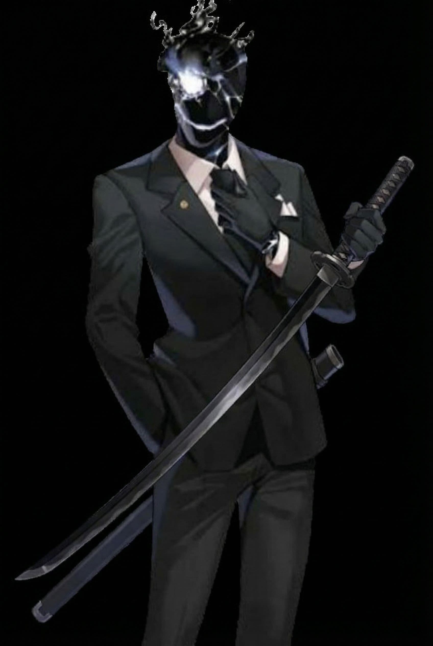 AI generated: Holding black katana