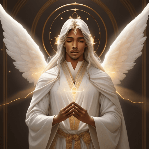 AI generated: photo of Angel Gabriel, an exquisite portrait of Angel Gabriel in his celestial form, the image capt...