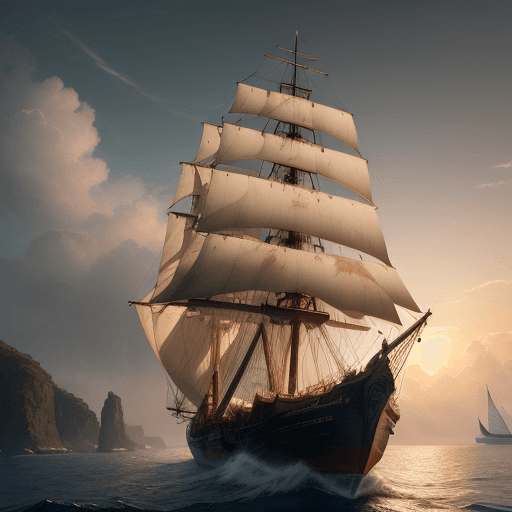 AI generated: Photo of a ultra realistic sailing ship, dramatic light, pale sunrise, cinematic lighting, battered,...
