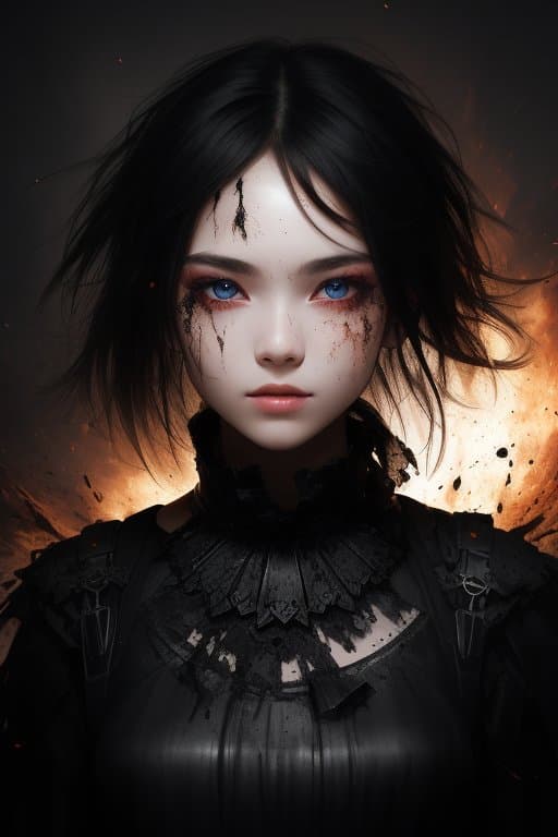 AI generated: skin from chaos, dark atmosphere, dust explosion