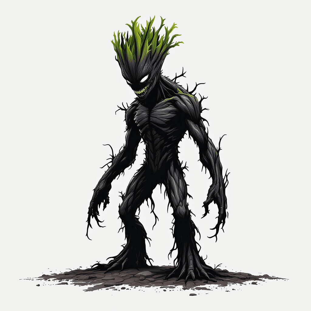 AI generated: Venom-style black groot