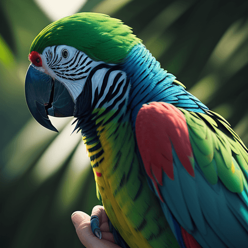 AI generated: macro shot, cinematic photo of parrot, colorful, dark shot, film grain, (((facing viewer))), 64 bits...