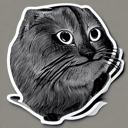 AI generated: grey cat and heartfelt sticker, in the style of simple line drawings, animated gifs --s 50