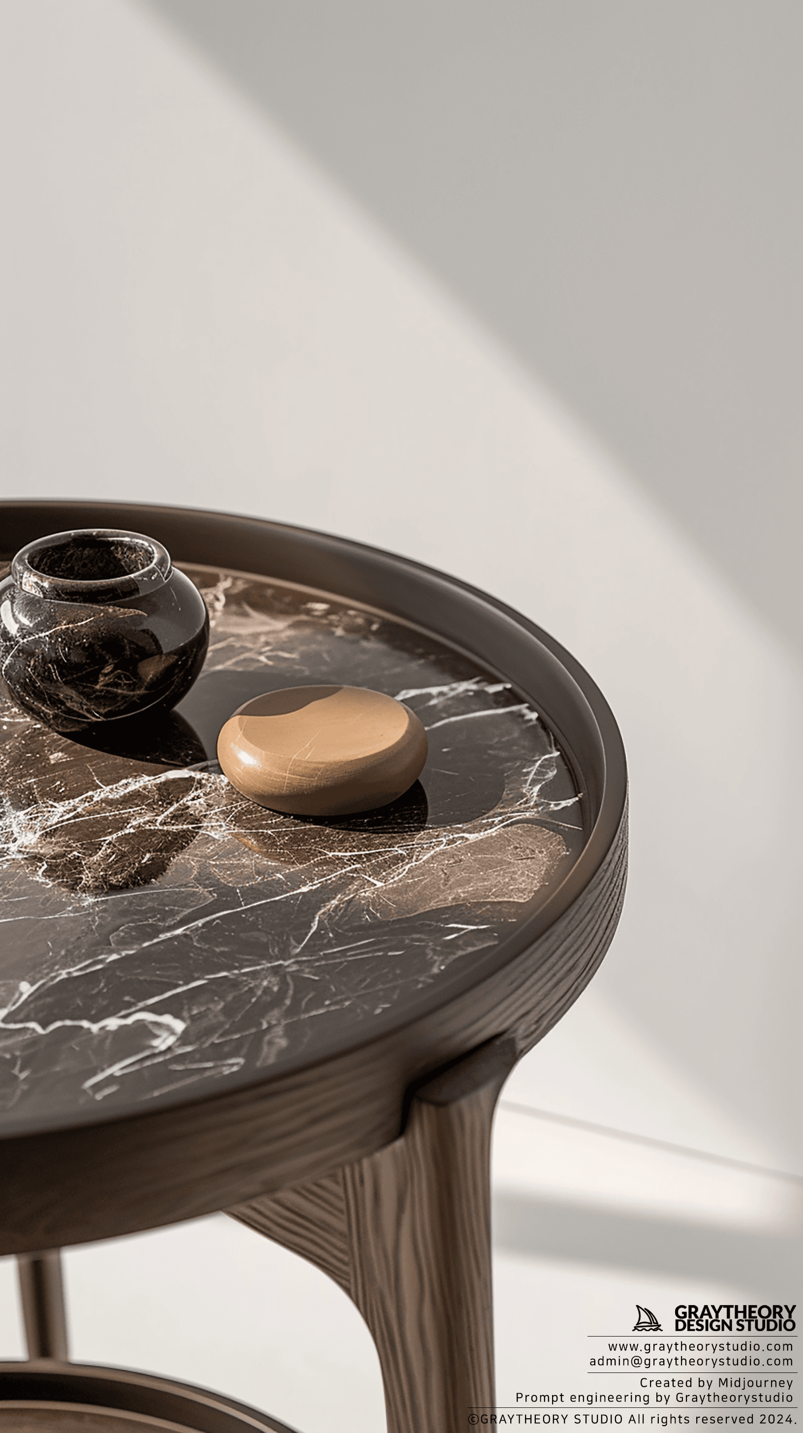 AI generated: Photograph, candid shot, side table, Hasselblad H6D-100c, f/2.2 lens, f/8, ISO 100, solid white envi...