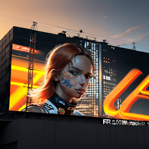AI generated: 10 people painting over a billboard::  cinematic lights, bright orange colors, fashion photography, ...