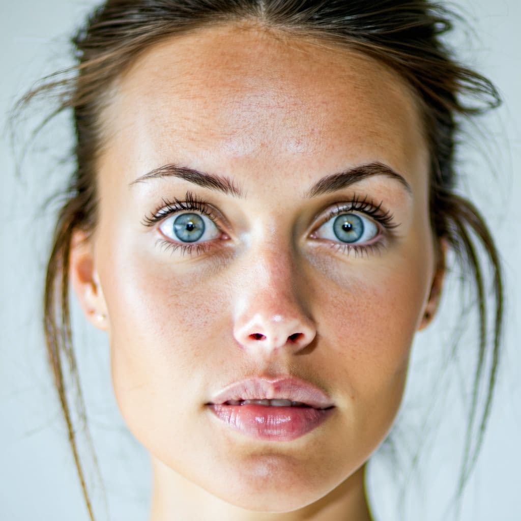 AI generated: A real photograph of  Norwegian Female .She has deep-set almond eyes that have the color blue. Her c...