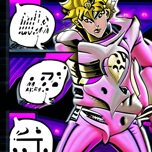 AI generated: Giorno Giovanna jojo's bizarre adventure holding Bruno Bucciarati 