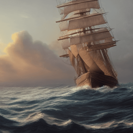 AI generated: Photo of a ultra realistic sailing ship, dramatic light, pale sunrise, cinematic lighting, battered,...