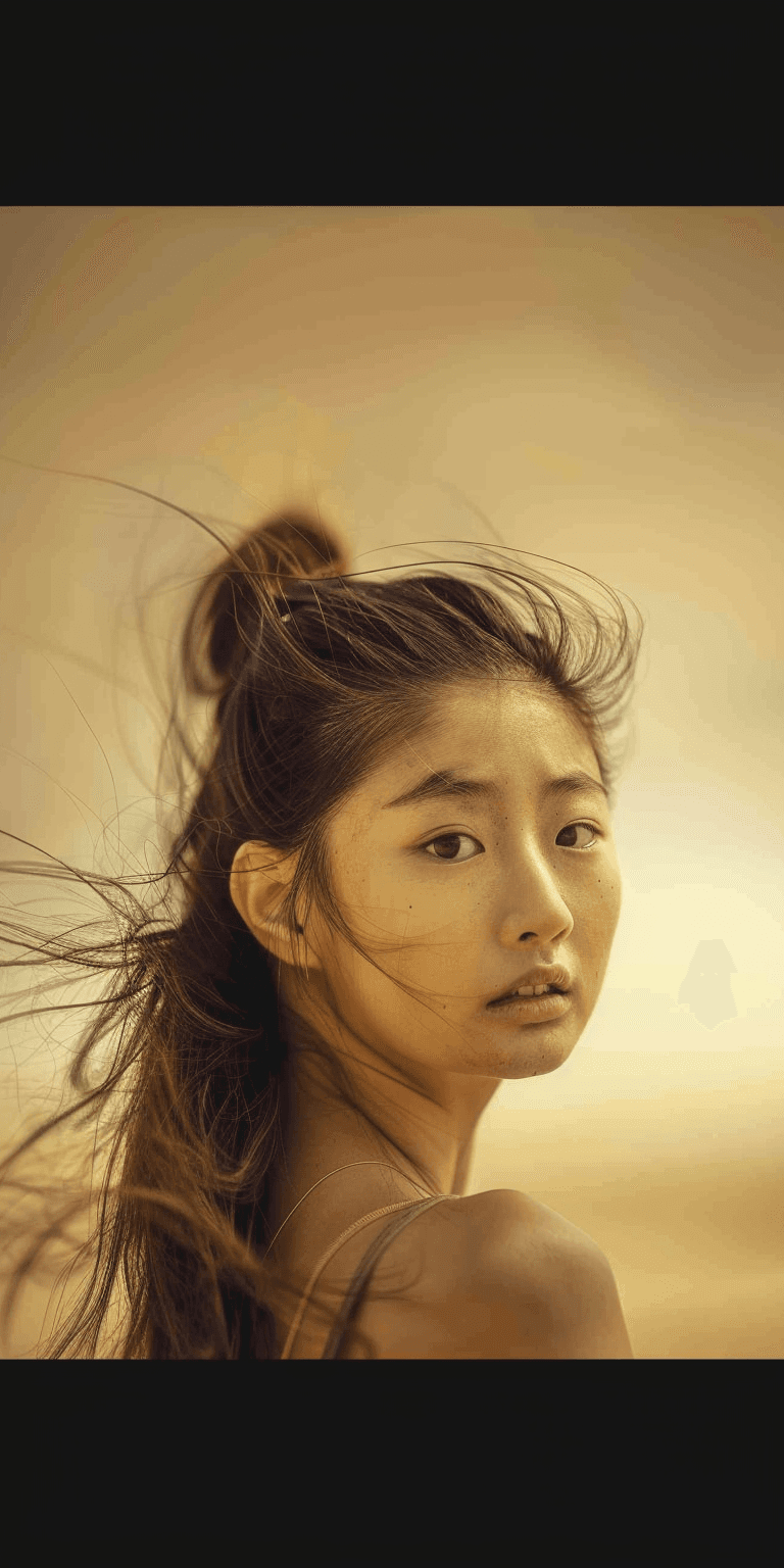 AI generated: hyperrealistic photo, Asian beauty with portrait photography in a symmetrical composition, soft ligh...