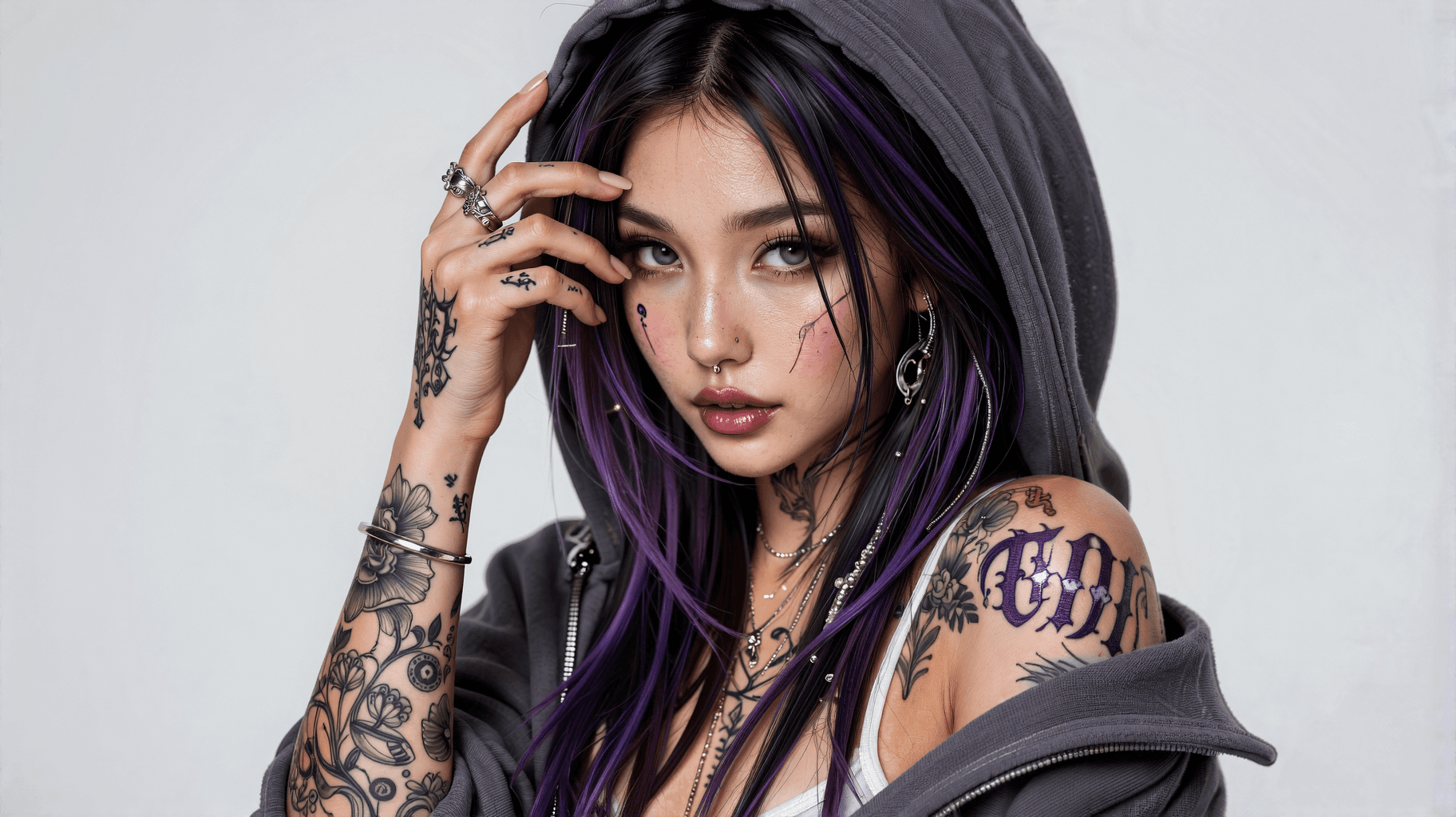 AI generated: A highly detailed, photorealistic, cinematic wide close-up portrait of a beautiful young east asian ...