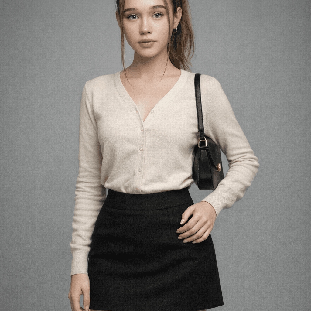 AI generated: casual but classy with mini skirt
