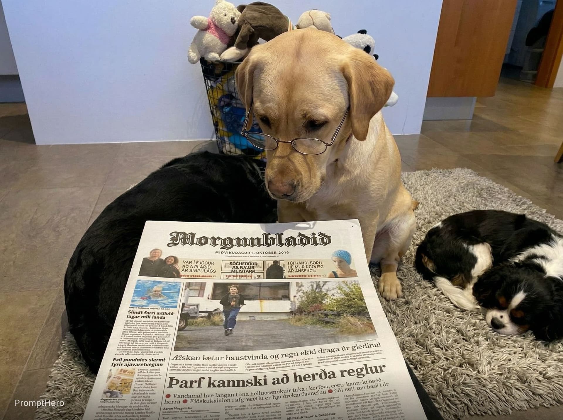 AI generated: Ronja reading the newspaper