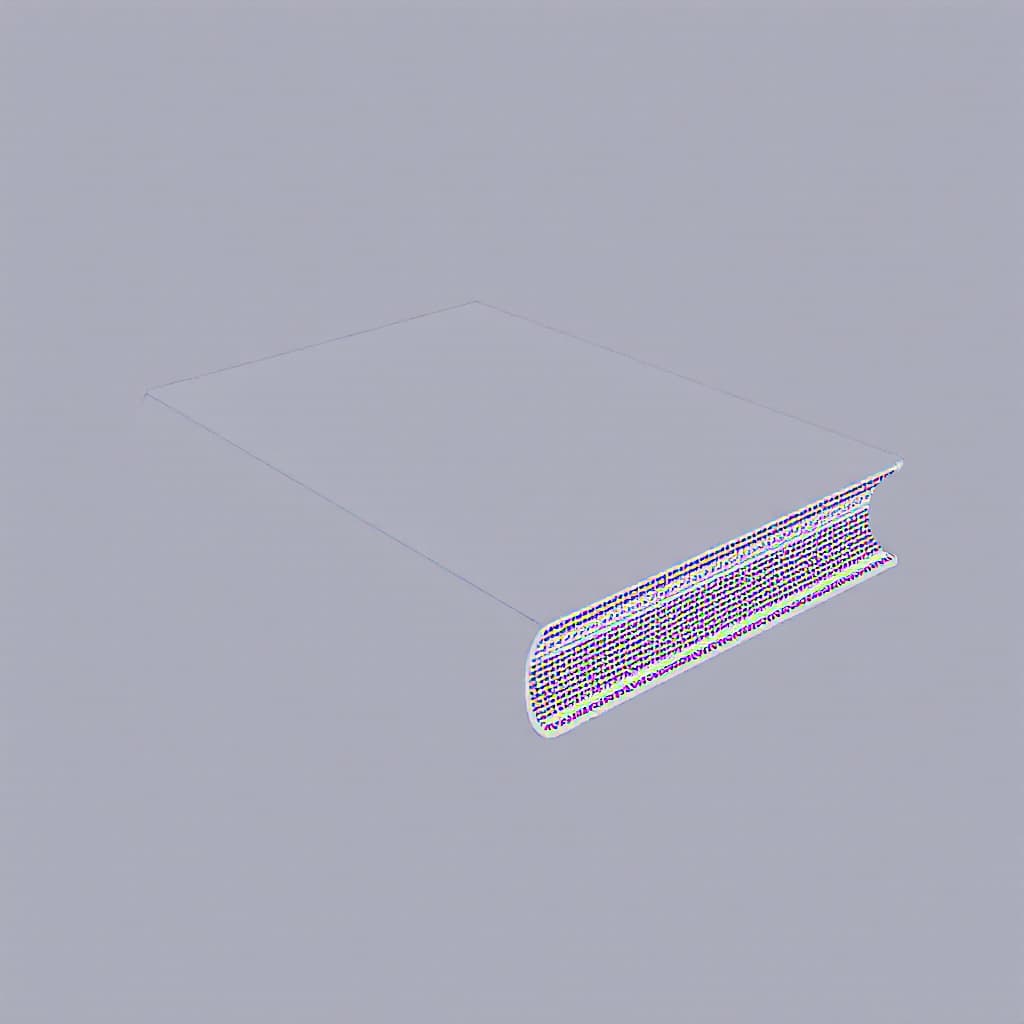 AI generated: "Design a single book viewed strictly from the bottom, showing only the profile of its edges. The bo...