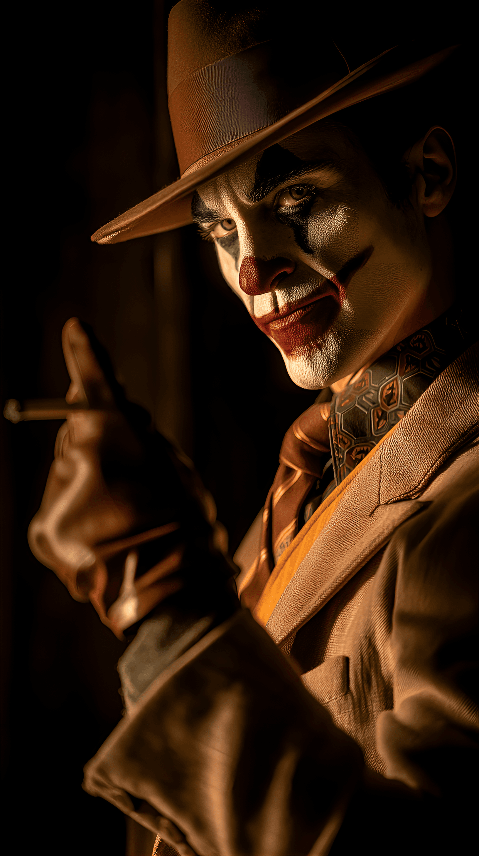 AI generated: Joker character,  with a dramatic lighting and cinematic style.  The character, likely in his late t...