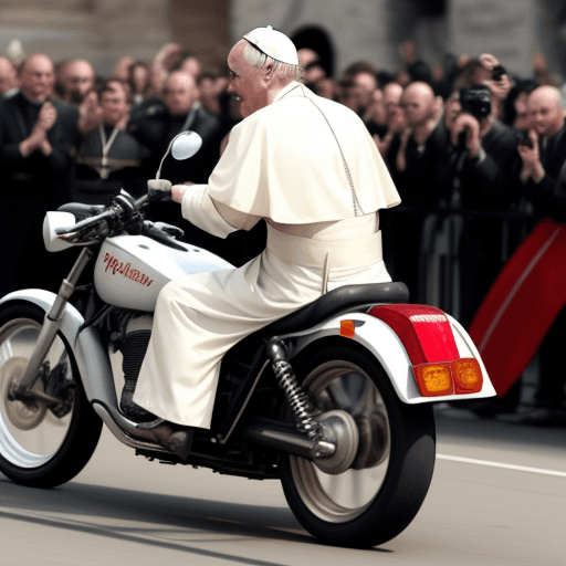 AI generated: The pope riding a motorcycle
