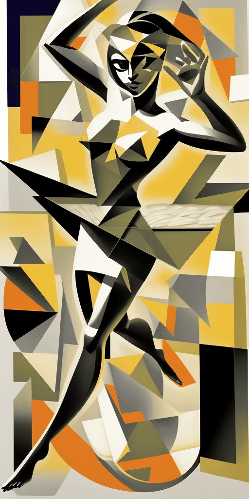 AI generated: (16k4d art rfktrstyle Half a pound of tuppenny rice), Cubist Angles, (Dynamic Pose)